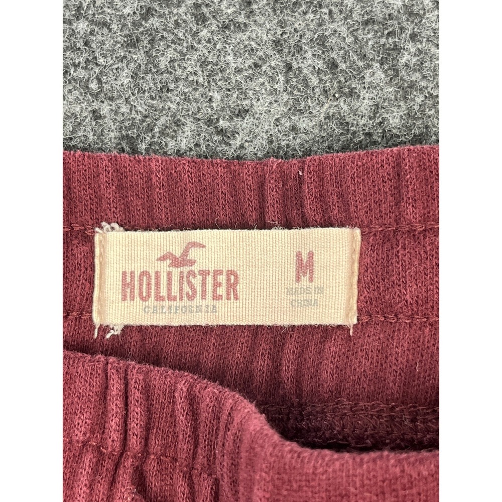 Hollister Mens Moto Jogger Sweatpants Burgundy Maroon Zipper Pockets Size M - Picture 3 of 7